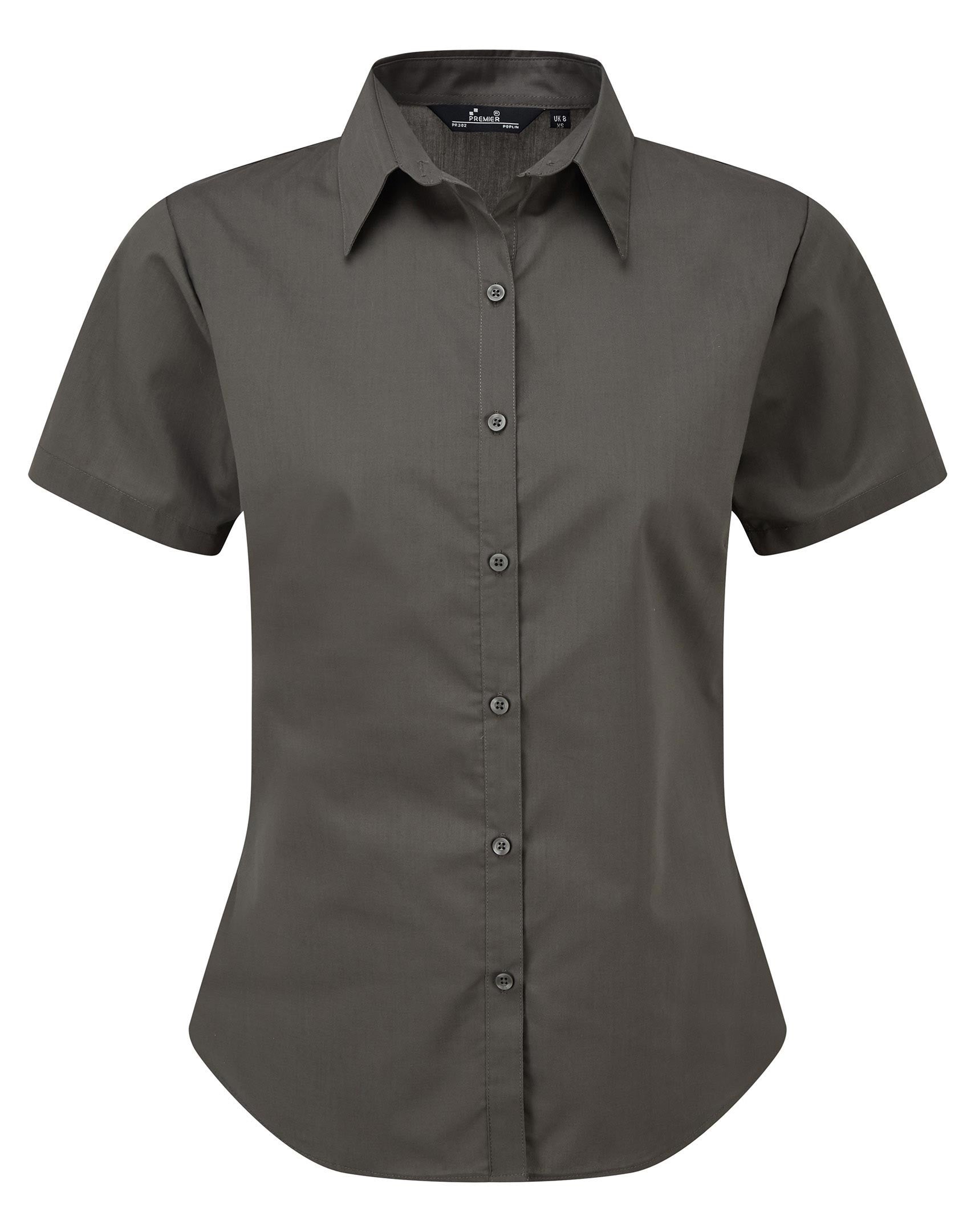 Ladies Poplin Short Sleeve Blouse | DARK GREY